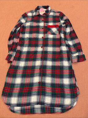 Peter Alexander Wms small Plaid Button-Front Nightshirt FLAWED